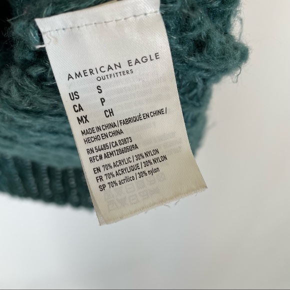 American Eagle Teal Crewneck Pointelle Knit Sweater Size small - Picture 4 of 7